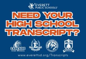  The image is a graphic that says "Need your high school transcript?" and is blue with orange letter